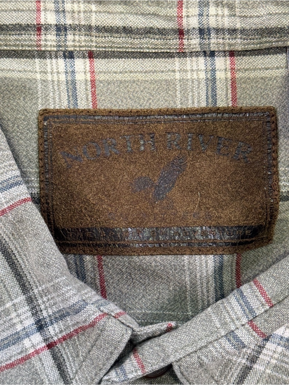 Plaid Short-Sleeve Button-Down Shirt in Olive and Gray - Picture 10 of 11